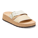 Almina Raffia Leather Sandals Natural + White