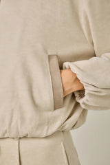 Suede Accent Bubble Hem Jacket Warm Beige