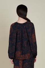 Patchwork Satin Printed Blouse Maple