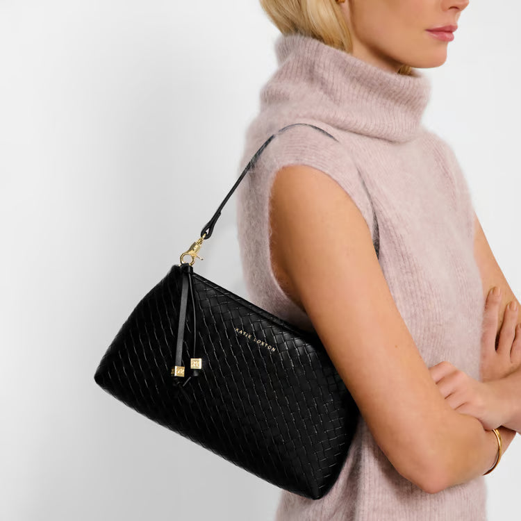 Nova Small Shoulder Bag Black Woven