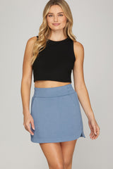 High Waist A Line Skort Misty Blue