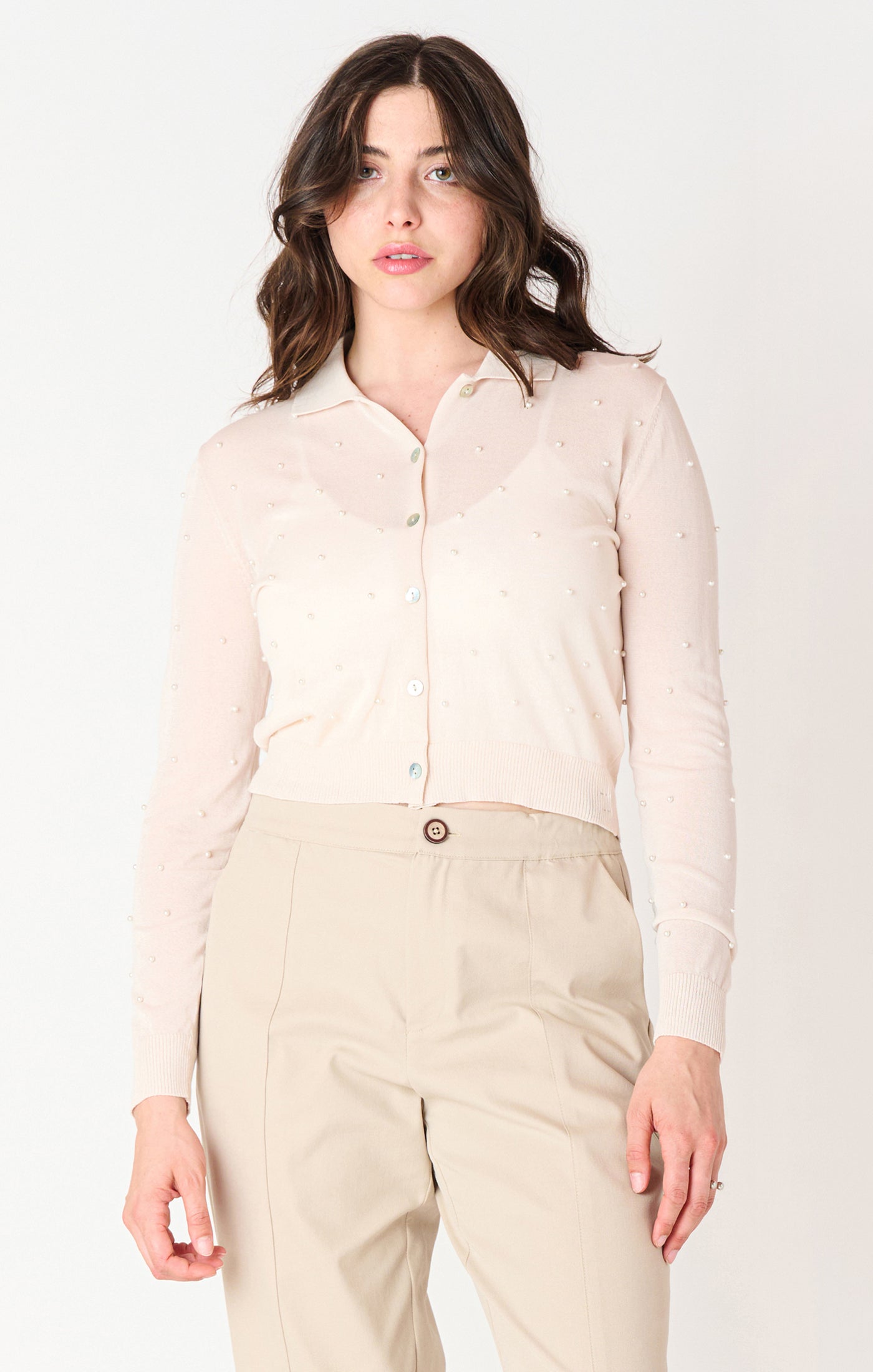 Pearl Detail Cardigan Pastel Pink