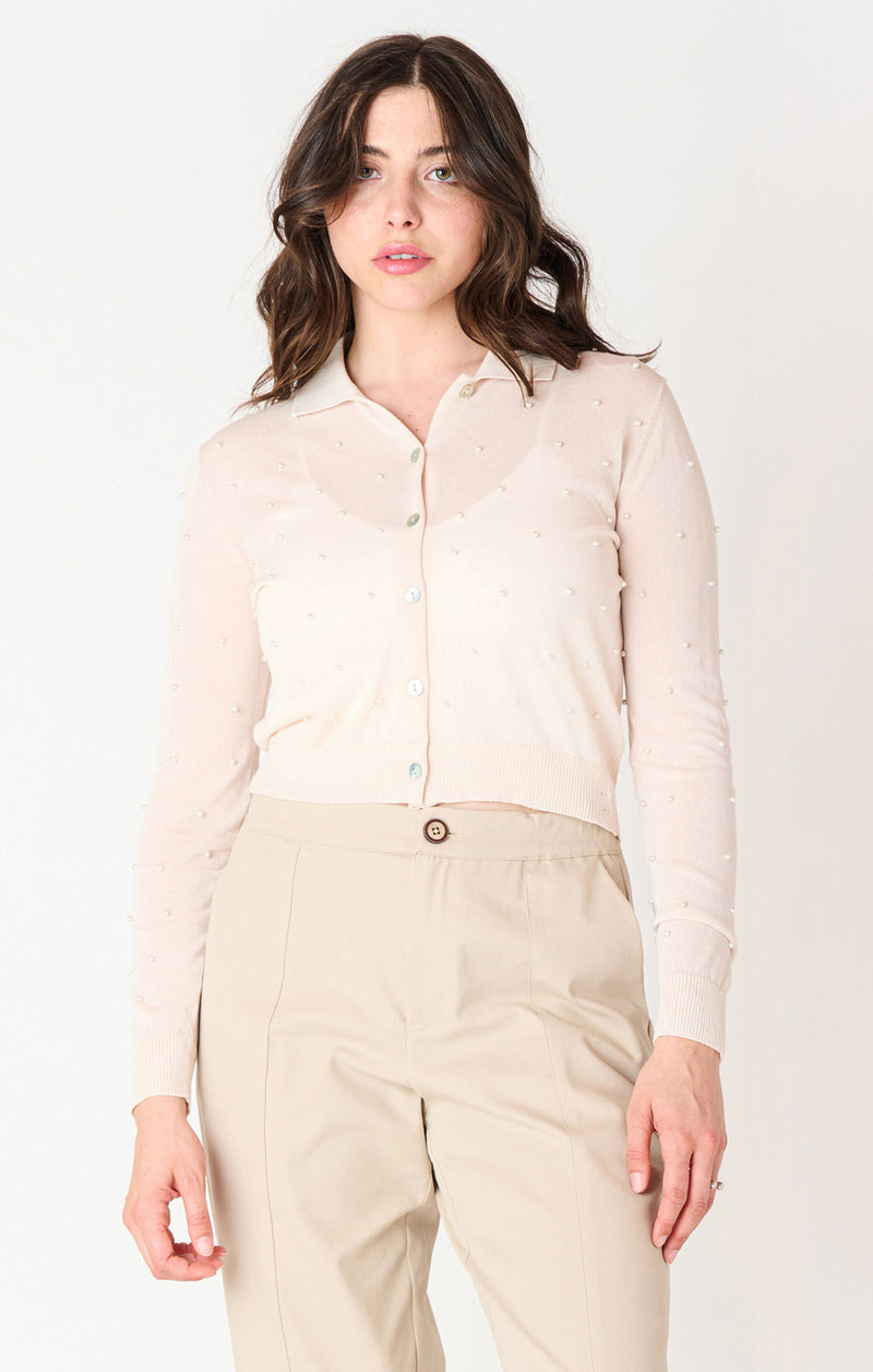 Pearl Detail Cardigan Pastel Pink