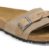 Oita Braided Suede Leather Narrow Sandals Taupe