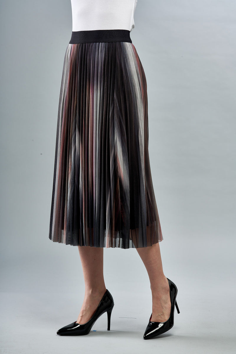 Shadow Print Ombre Pleated Skirt Light Shade