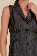 Washed Cinch Vest Top Black Wash