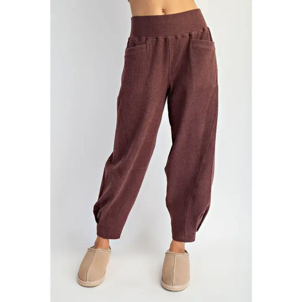 Brushed Rib Cocoon Jogger Pants Dark Cherry