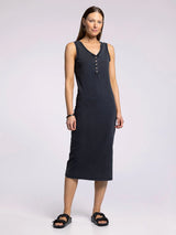 Wilfred Buttoned Sleeveless Midi Dress Black Shadow