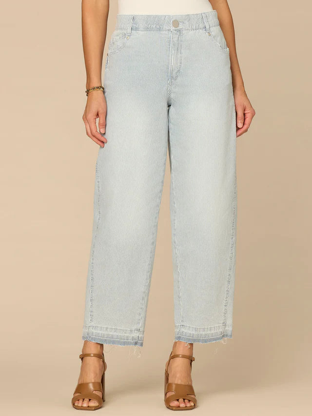 Skyrise Relaxed Barrel Leg Released Hem Jeans Powder Blue Artisanal