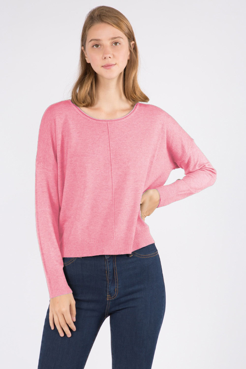 Center Seam Crew Neck Pullover Strawberry