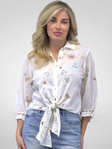 Gia Embroidered Blouse Oatmeal