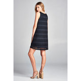 Diamond Pattern Lace Sleeveless Dress Black