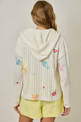 Thermal Panel Embroidery Hoodie Jacket Off White