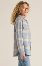 Tyler Plaid Sweater Jacket Light Denim