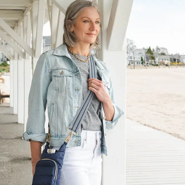 HydroBag Crossbody Island Navy Blue | Greek Stripe