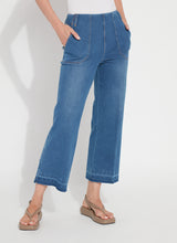 Athena Wide Leg Crop Pants Gradient Midwash