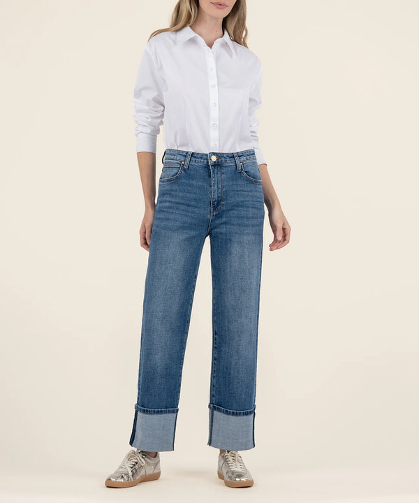 Sienna High Rise Wide Leg Roll Up Jeans Alert