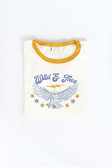 Wild & Free Ringer Graphic Tee Natural + Mustard