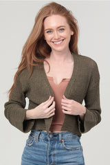 Light Weight Open Knit Sweater Cardigan Green