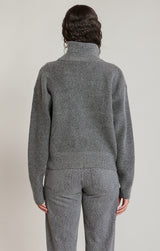 Zip Up Bomber Sweater Dark Grey Melange