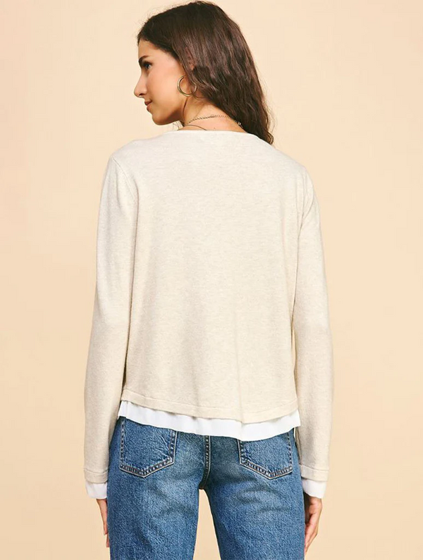 Buttoned Sweater Layered Top Oatmeal