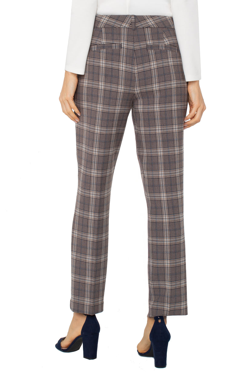 Kelsey High Rise Trouser Brown Navy Glencheck