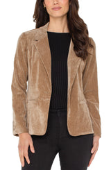 Fitted Notch Collar Printed Blazer Harvest Khaki