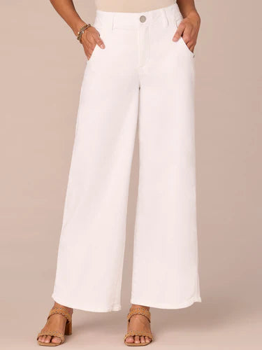 Ab Solution Skyrise Tulip Hem Wide Leg Pants Optic White
