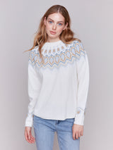 Raglan Sleeve Ski Fairisle Sweater Cream