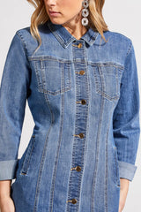 Long Fitted Denim Dress Jacket Portblue