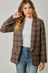 Wool Blend Winter Blazer Eggplant + Rust
