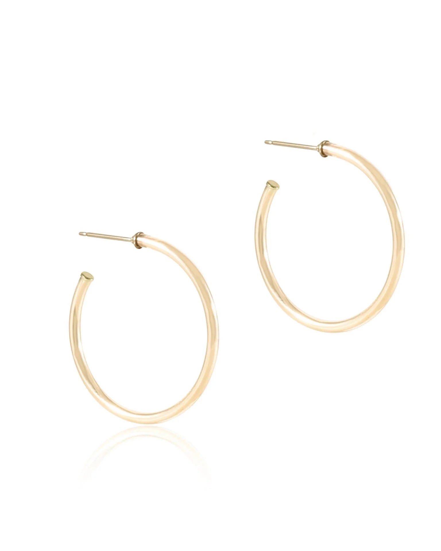 Round Gold 1.25" Post Hoop Earrings
