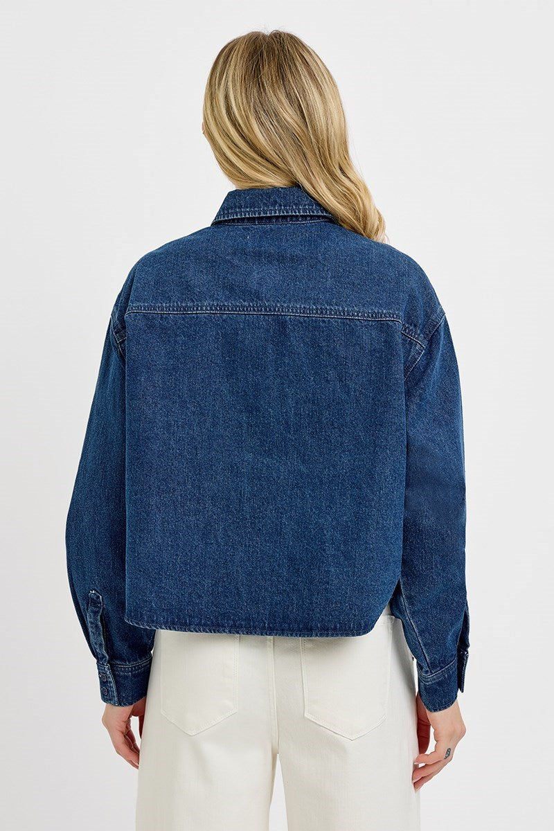 OVERSIZED CROPPED DENIM SHIRT Dark