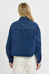 OVERSIZED CROPPED DENIM SHIRT Dark