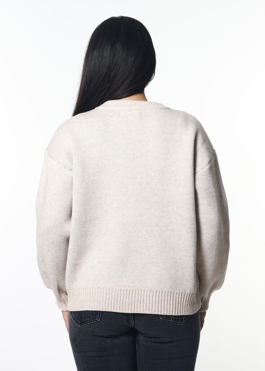 Midwest Retro Script Oversize Sweater Sand
