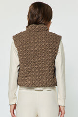 Textured Diamond Quilted Vest Mocha