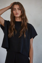 The Leonie Ribbed Sweater Knit Top Black