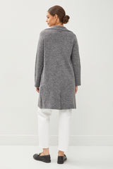 Double Breasted Knit Blazer Coat Charcoal