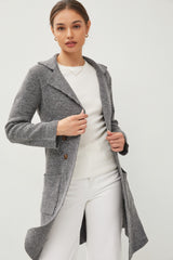 Double Breasted Knit Blazer Coat Charcoal