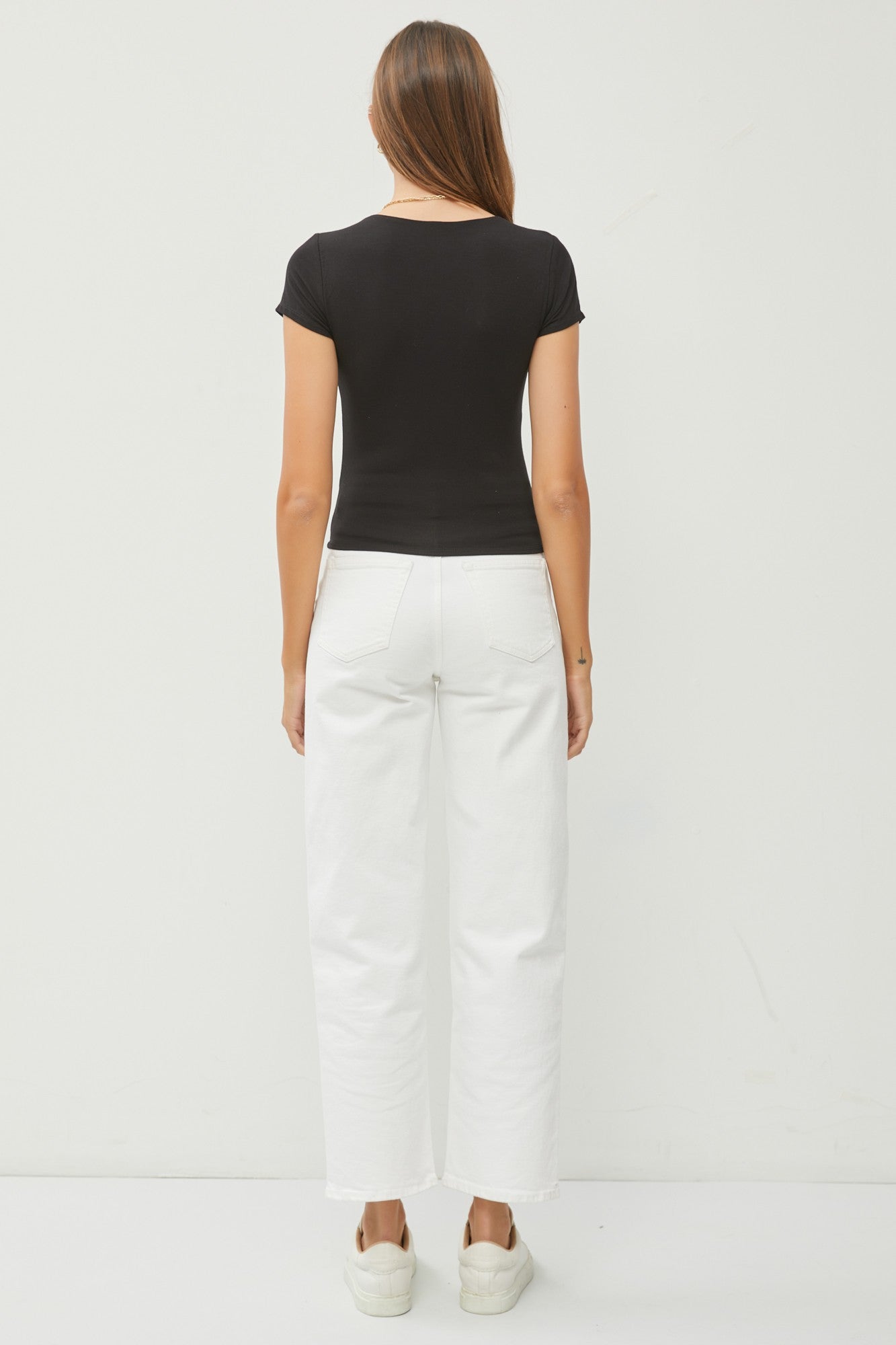 Square Neck Basic Tee Black