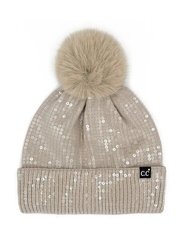 CC All Over Sequin Pom Beanie