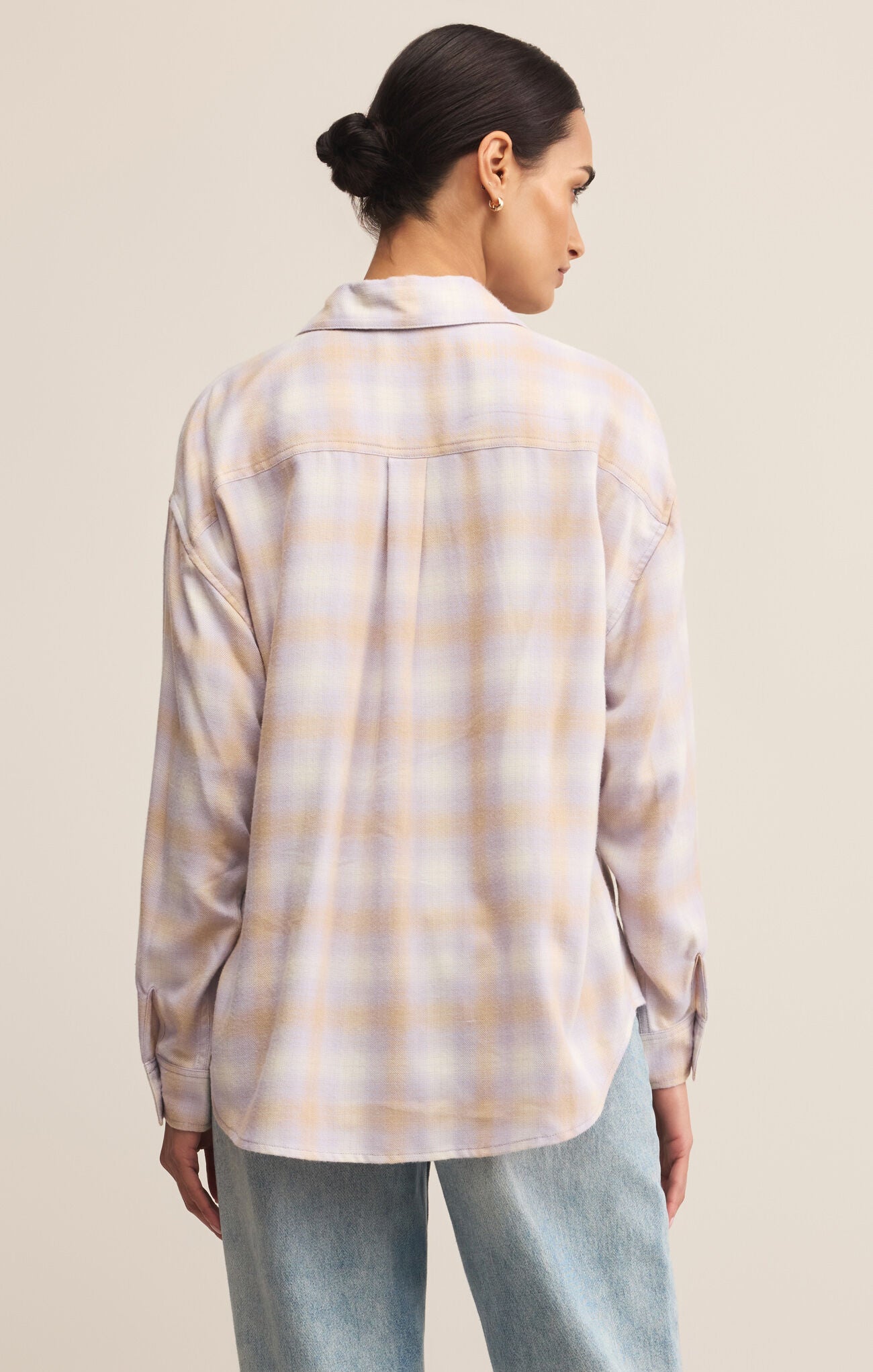 River Plaid Button Up Lavender Ice