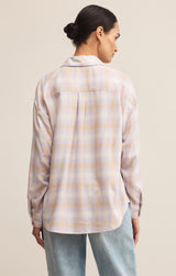 River Plaid Button Up Lavender Ice