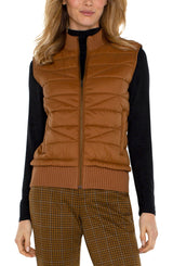 Quilted Front Full Zip Sweater Vest Tumeric