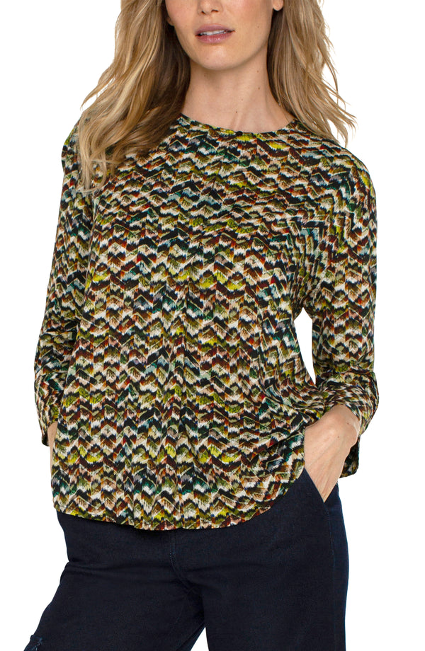 3/4 Sleeve Popover Woven Blouse Tourmaline Multi