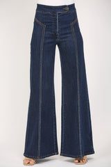 Wide Leg Triple Stripe Detail Jeans Dark Denim