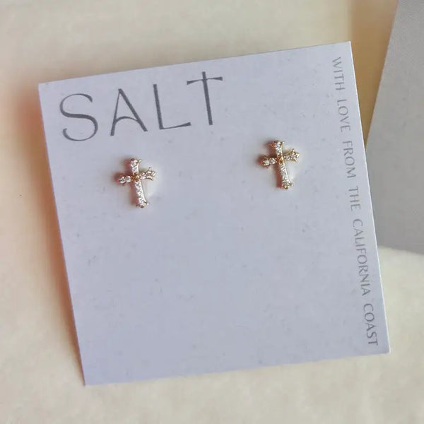 Cross Studs-18k Gold