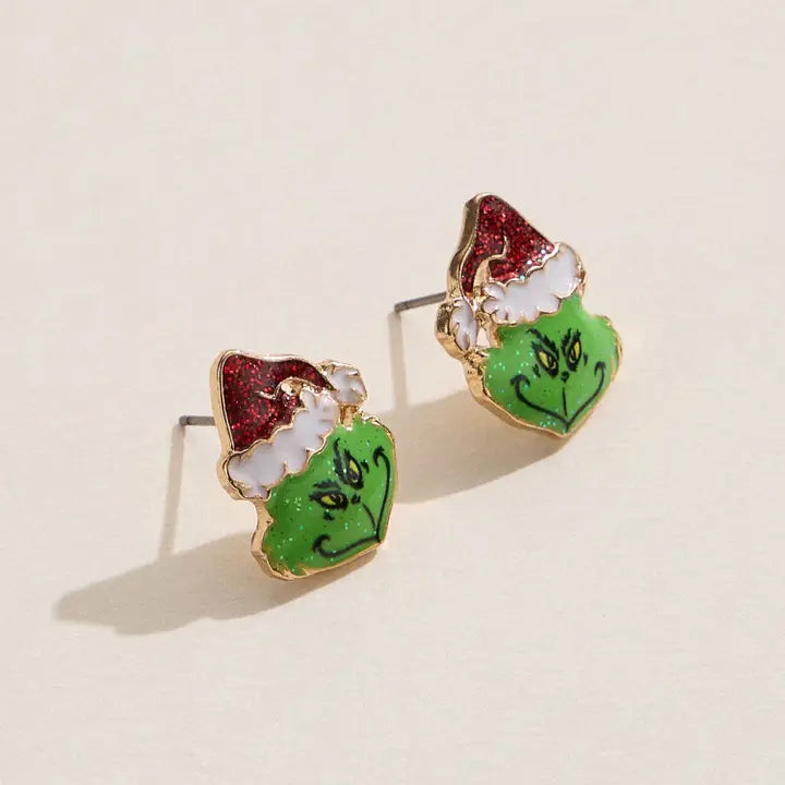 Grinch Stud Earrings - Red