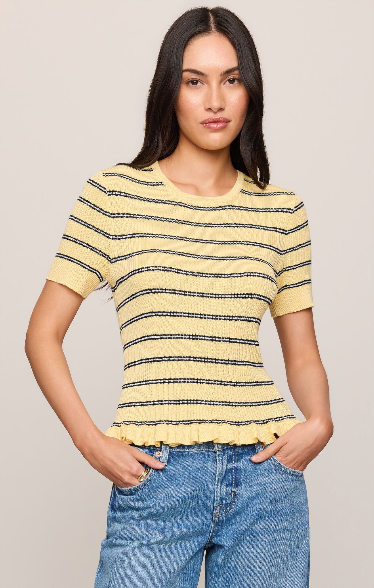 Double Take Striped Sweater Lemon Tarte