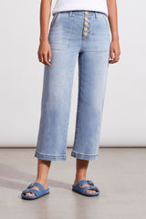 Brooke Button Fly Crop Wide Leg Jeans Beach Wash
